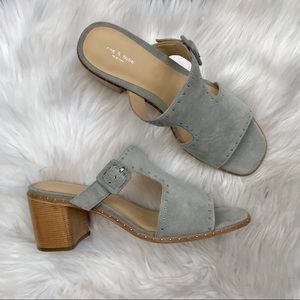 Rag & bone grey suede block heel mule - size 9